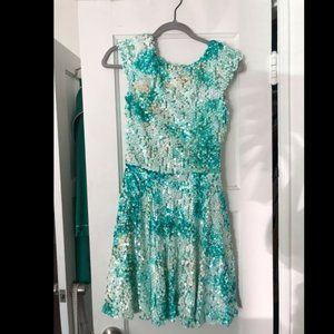 ASOS Teal Sequined Skater Dress